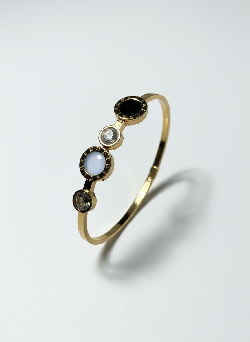 Black & White Gold Cuff Bracelet