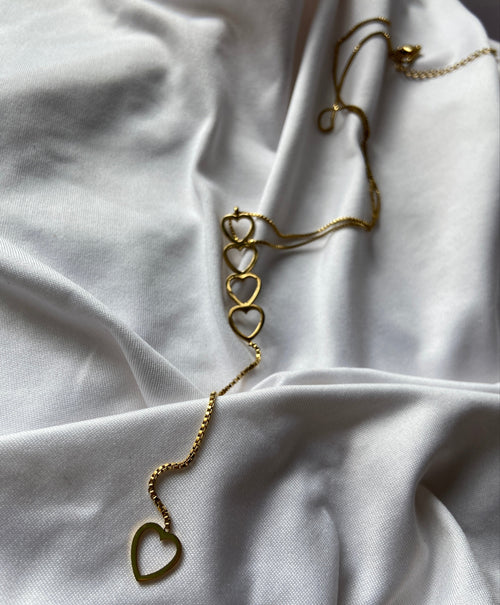 Hearts long chain anti tarnish necklace