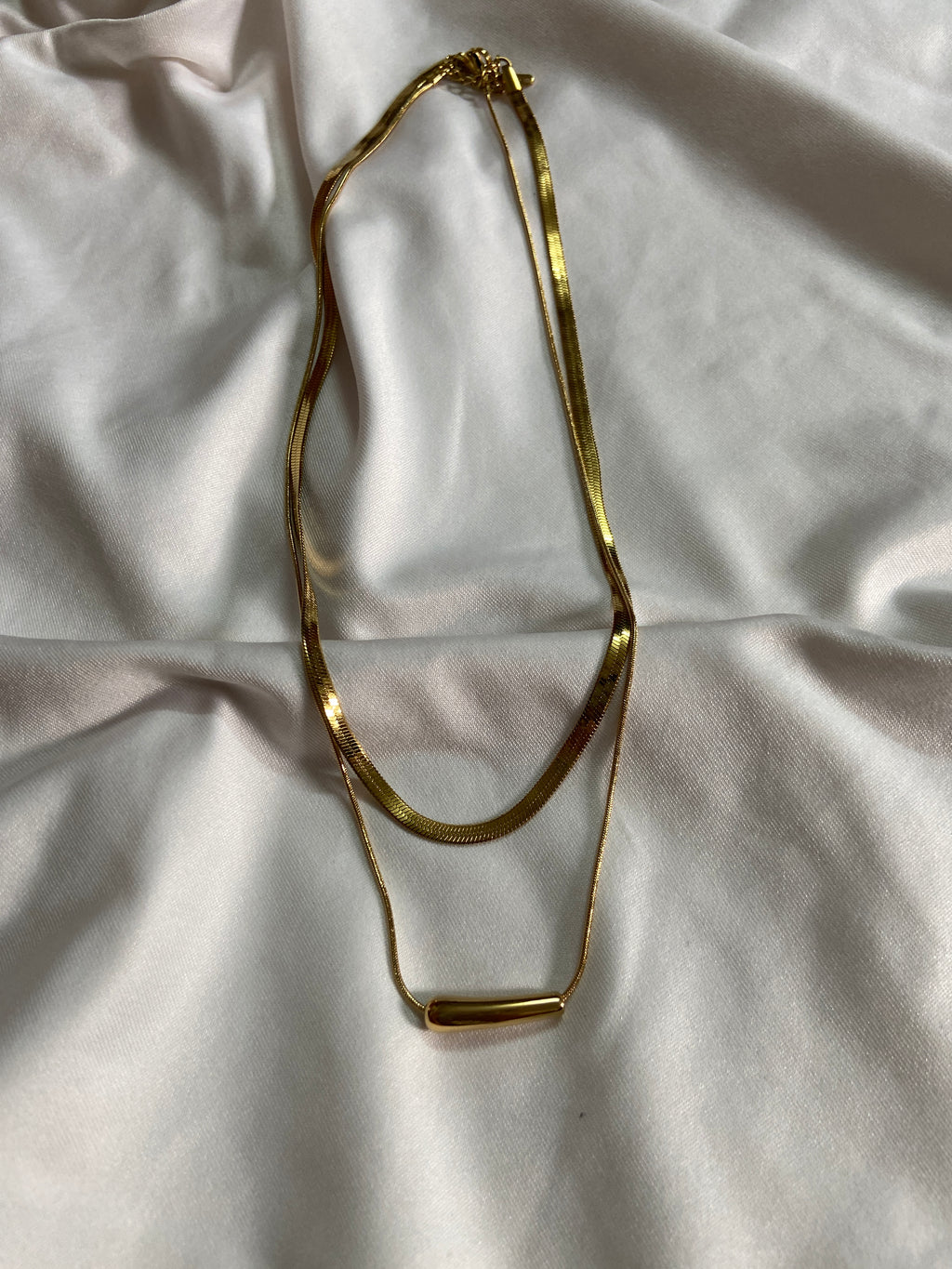 Multilayered Chain Gold Bar Anti-Tarnish Necklace