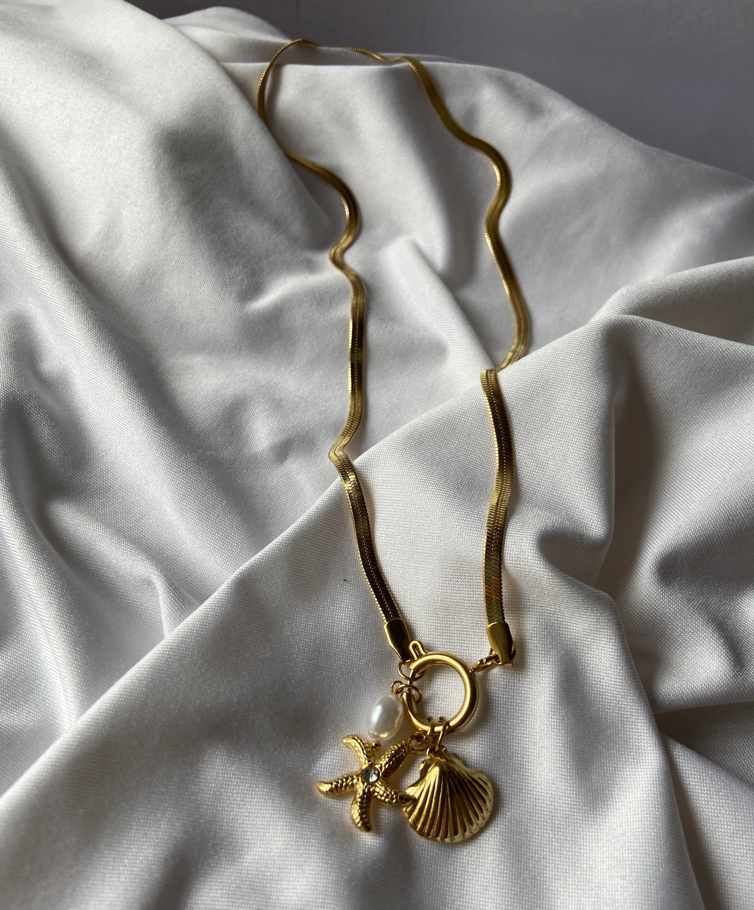 Seashell starfish beach anti tarnish necklace