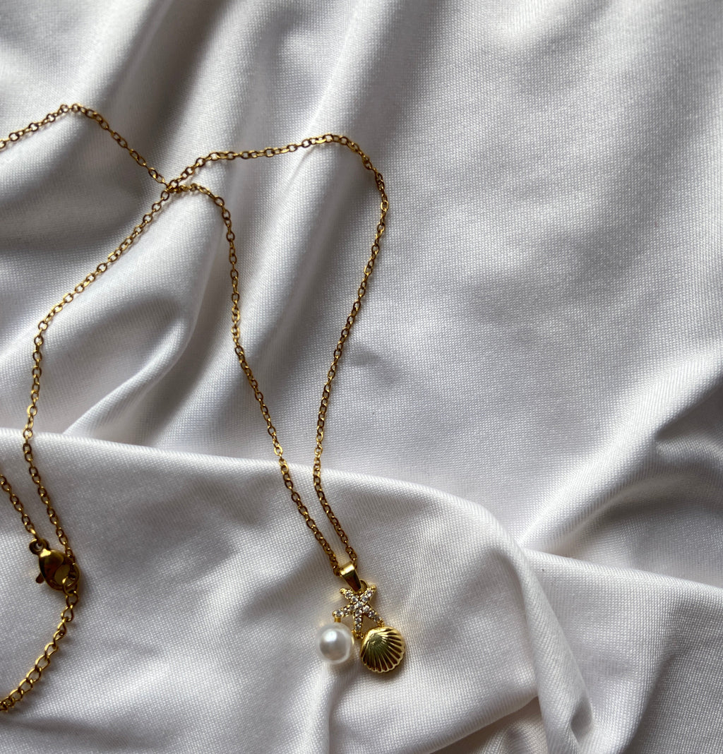 Seashell starfish beach anti tarnish necklace