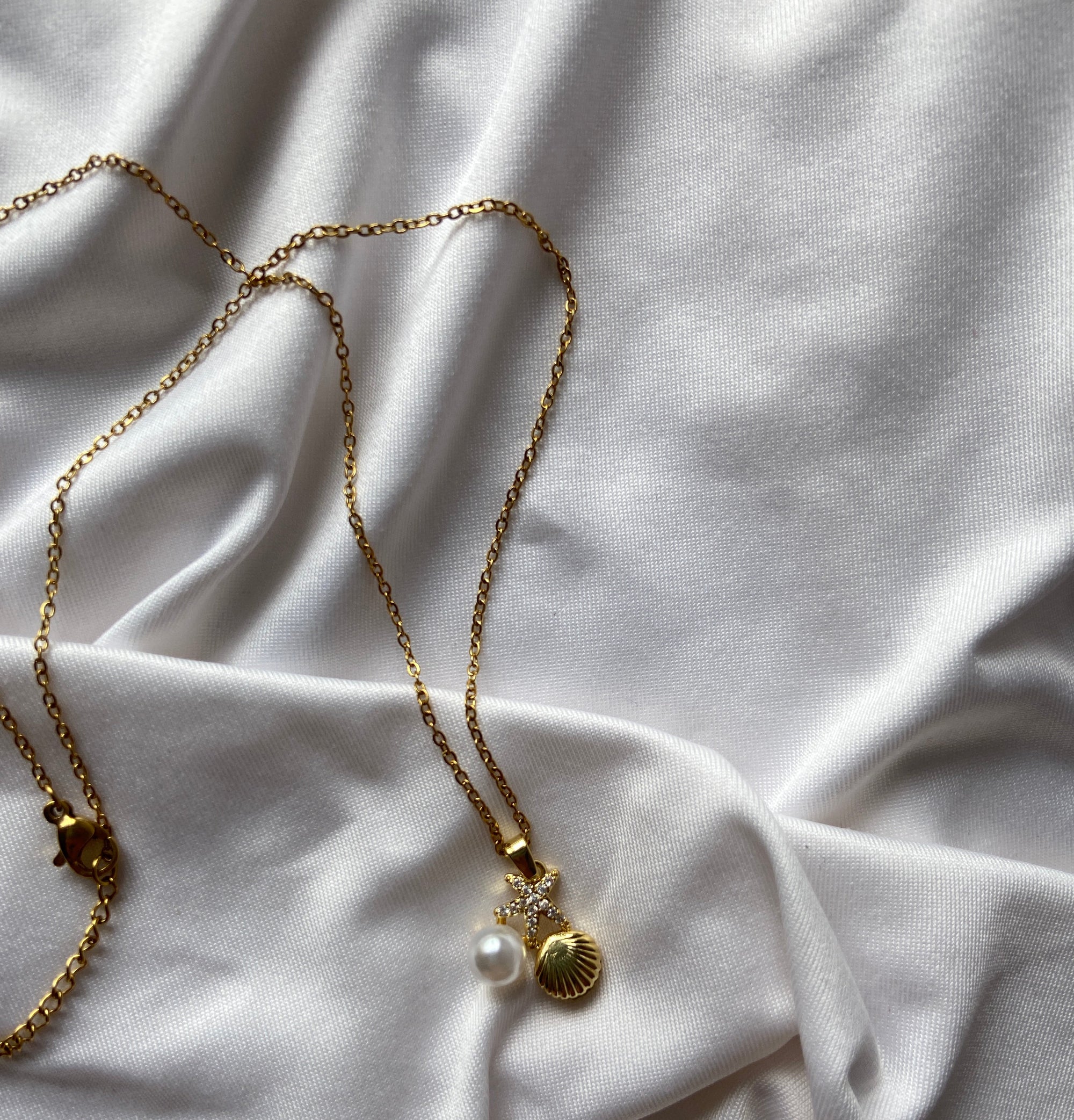 Seashell starfish beach anti tarnish necklace