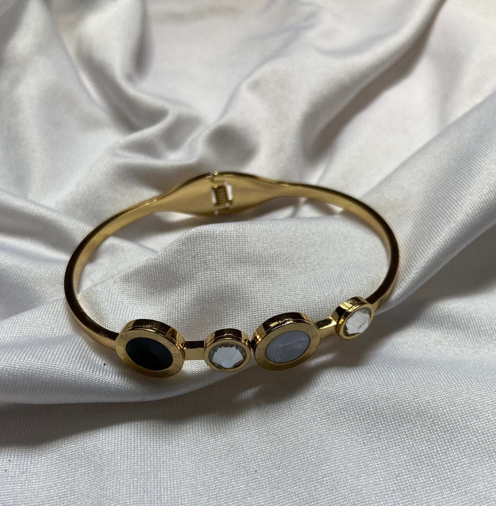 Black & White Gold Cuff Bracelet