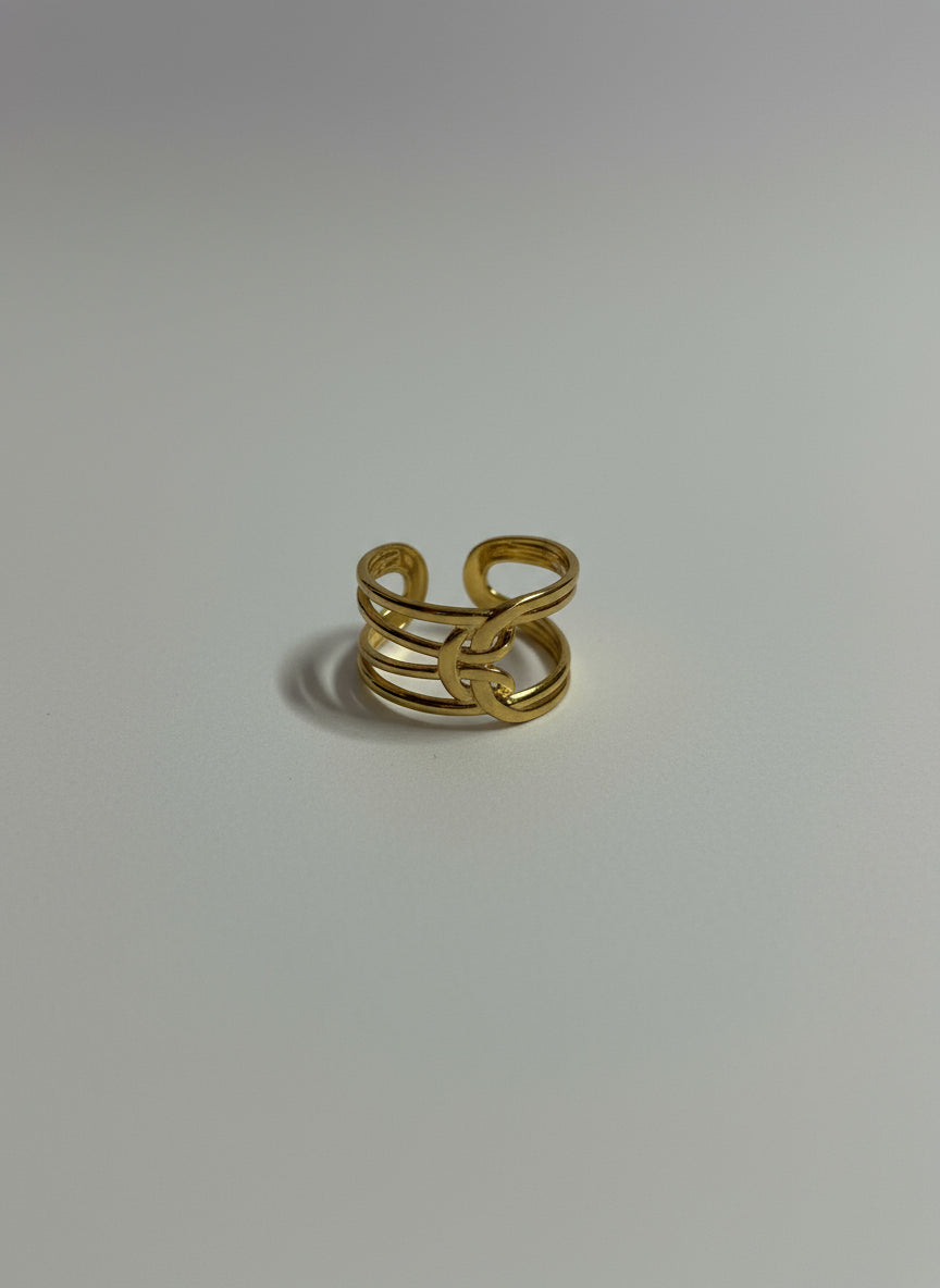 Textured knot anti tarnish ring everyday minimal