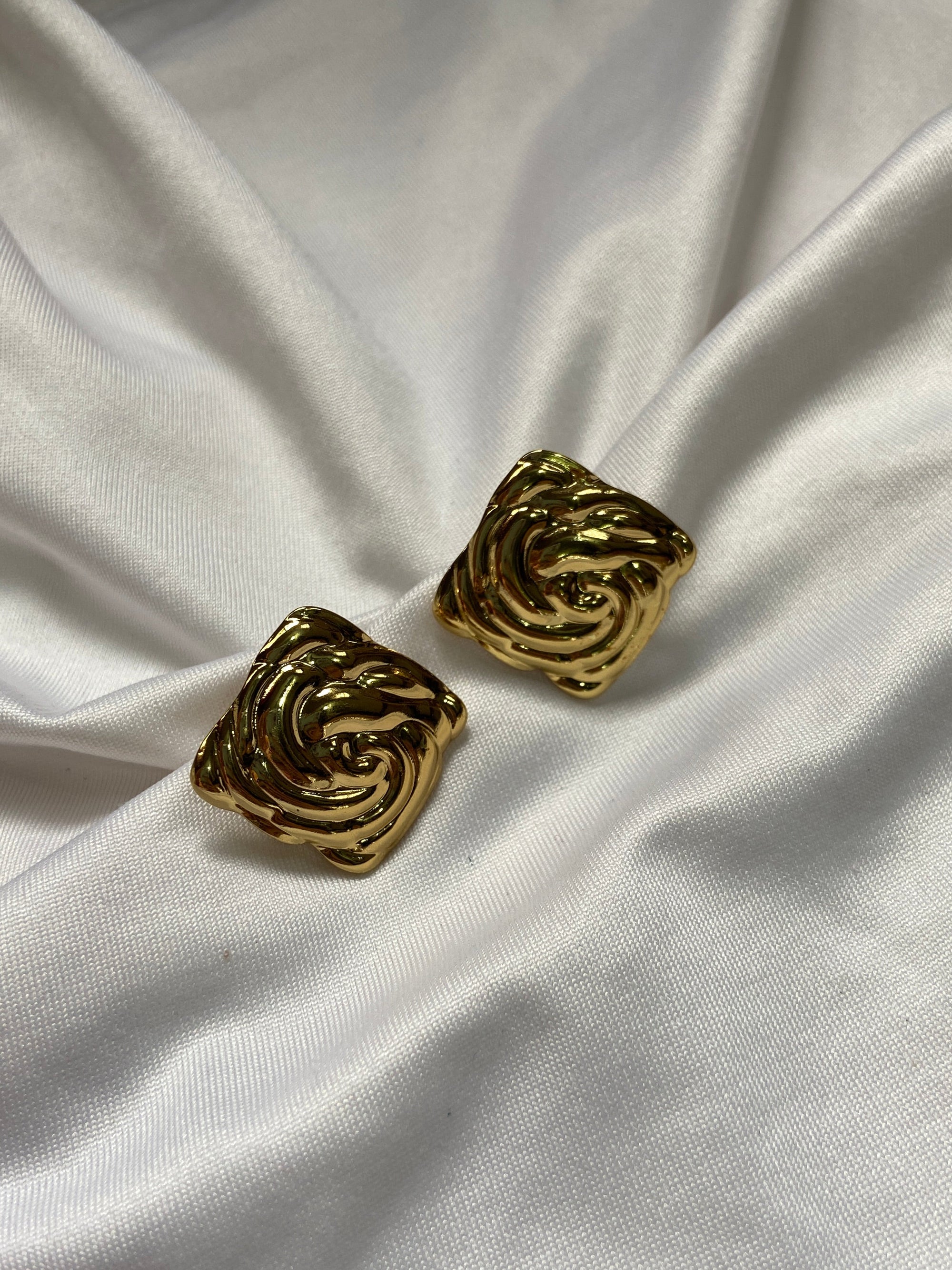 Gold chunky everyday statement earrings anti tarnish