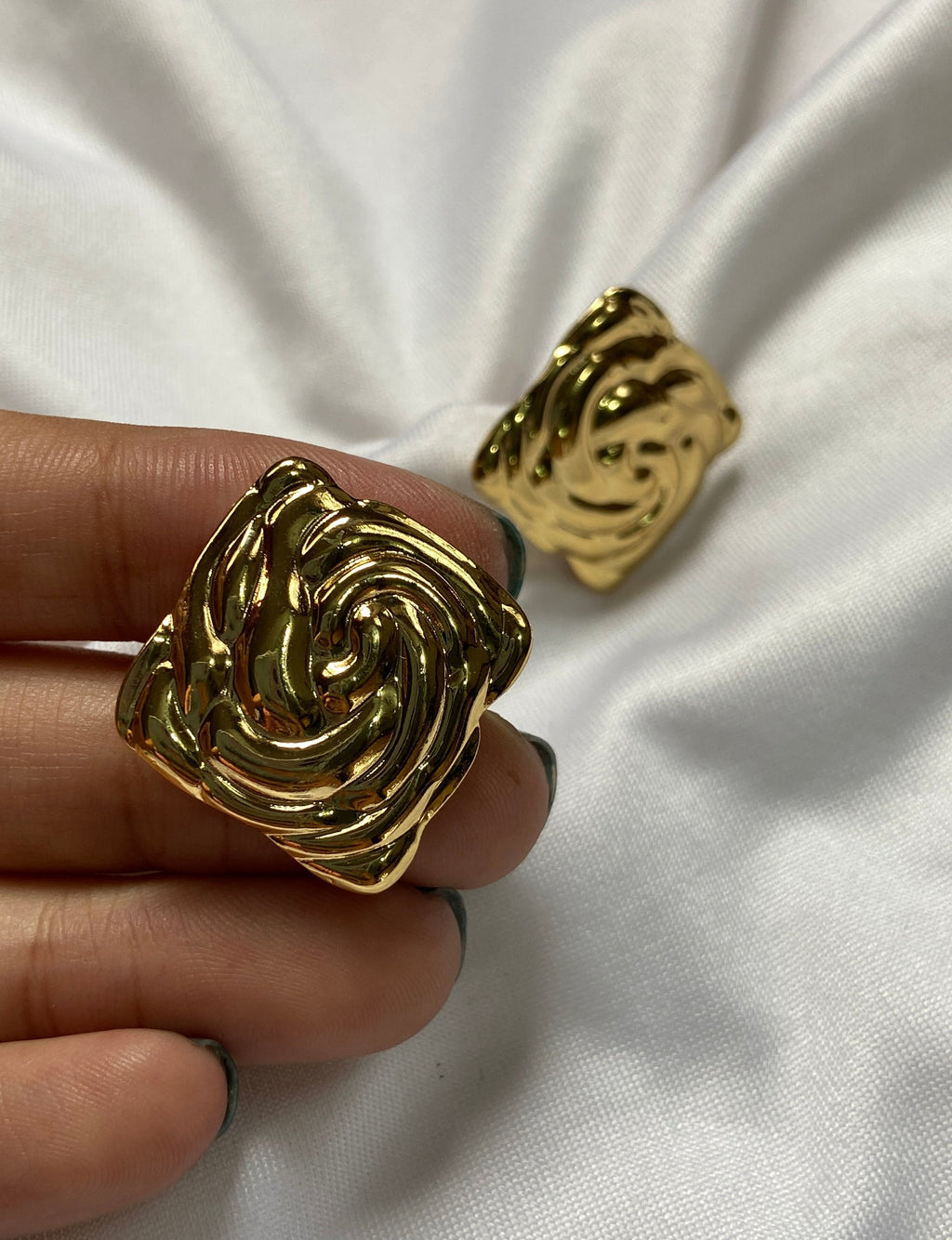 Gold chunky everyday statement earrings anti tarnish