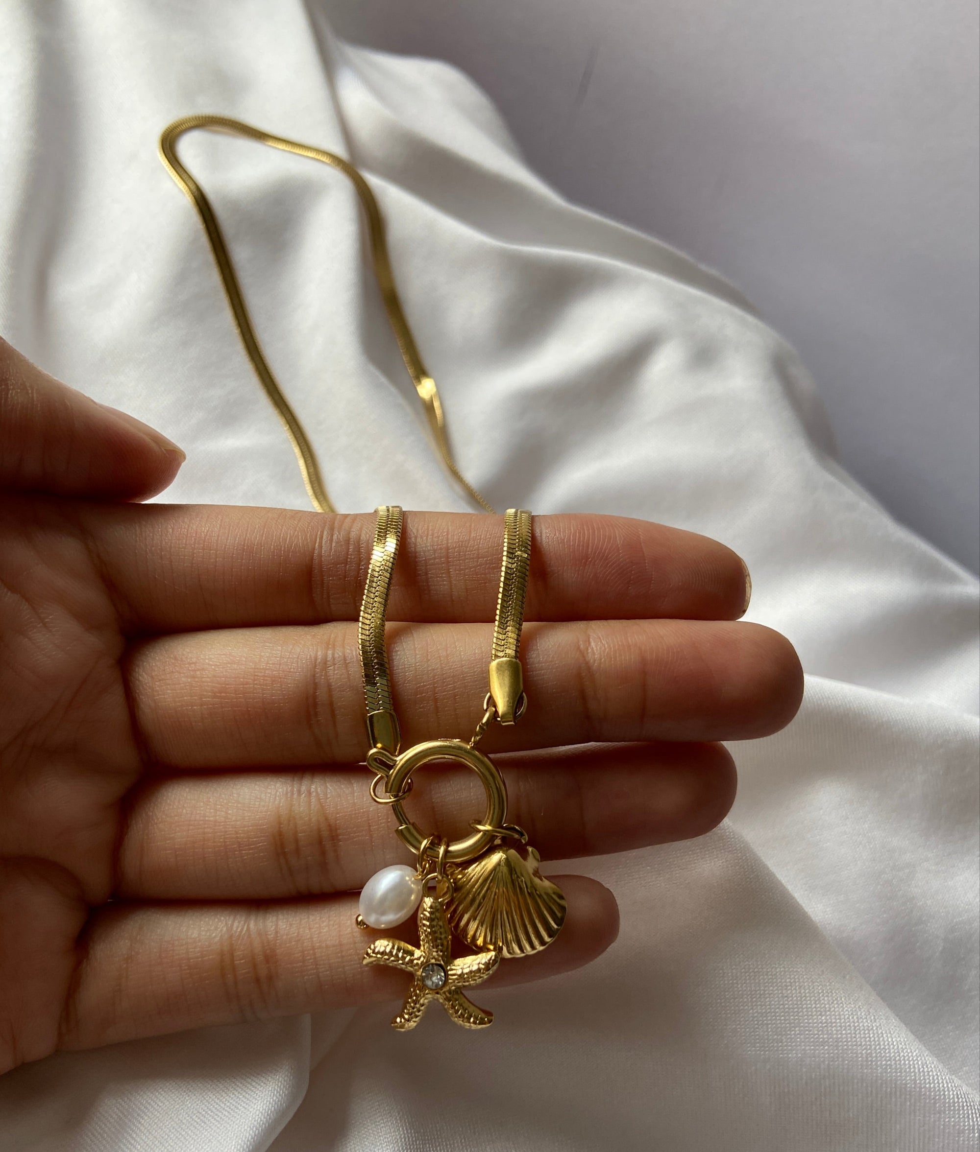 Seashell starfish beach anti tarnish necklace