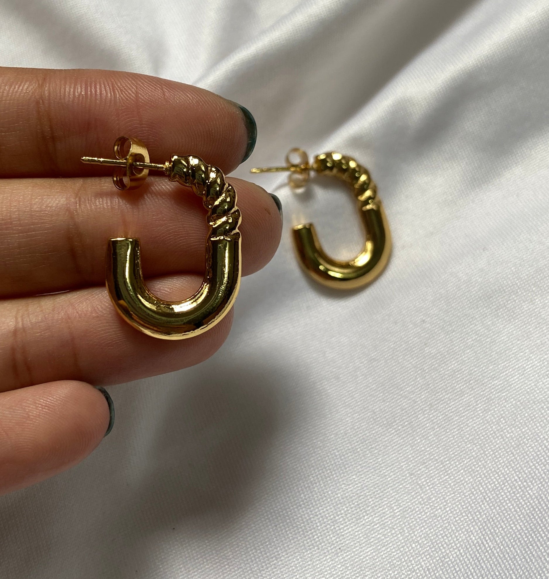 Gold chunky everyday earrings anti tarnish